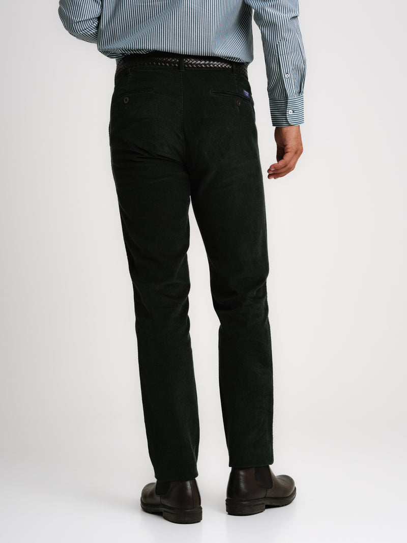 Regular Fit Green Bombazine Pants