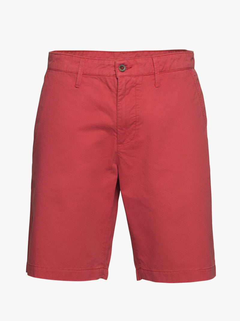 Dark red cotton twill shorts