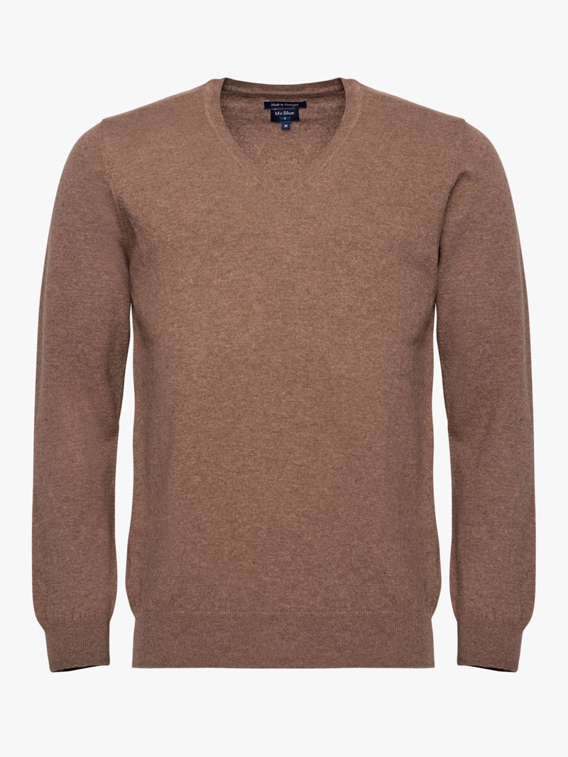 Pull beige à manches longues, coupe régulière