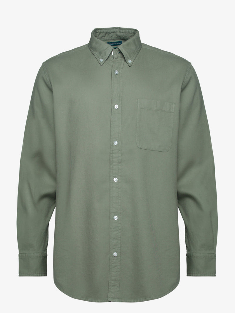 Camisa algodão verde seco com bolso