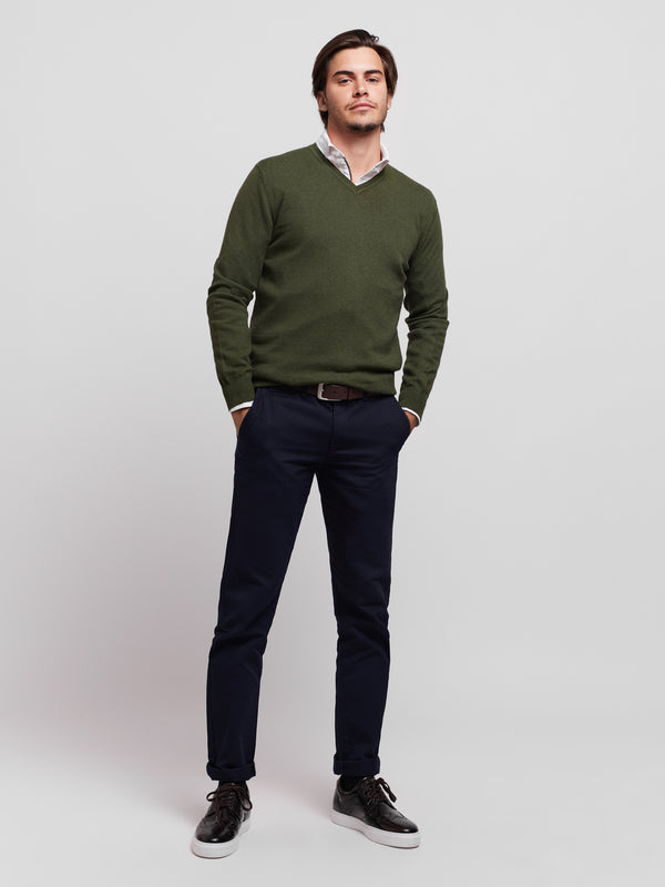 Cotton and Cashmere V-neck Sweater