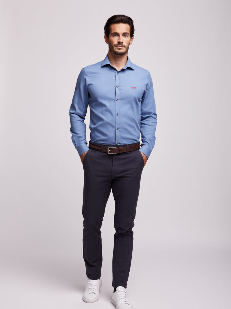 Camisa algodão azul intermédio Tailored Fit
