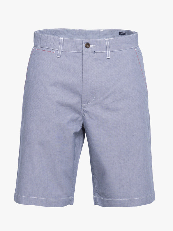 Blue and white cotton Bermuda shorts