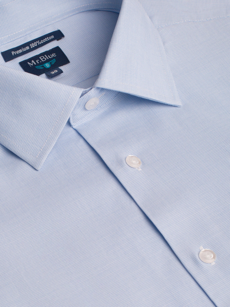 Camisa algodão Oxford azul claro para botões de punho