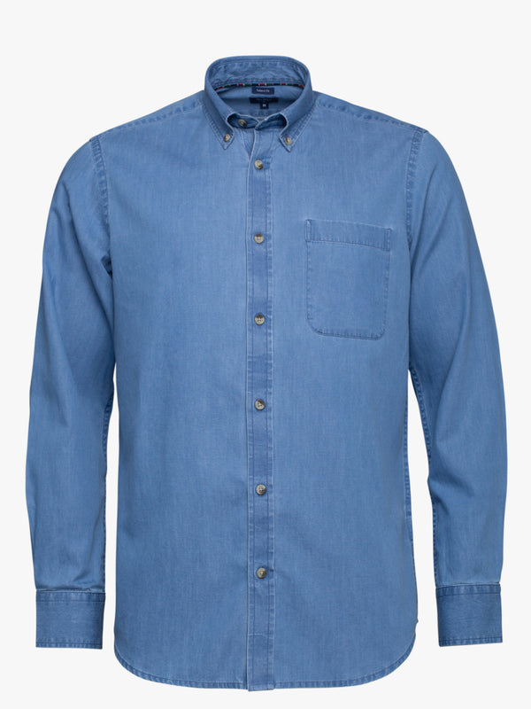 Camisa algodão azul claro com bolso