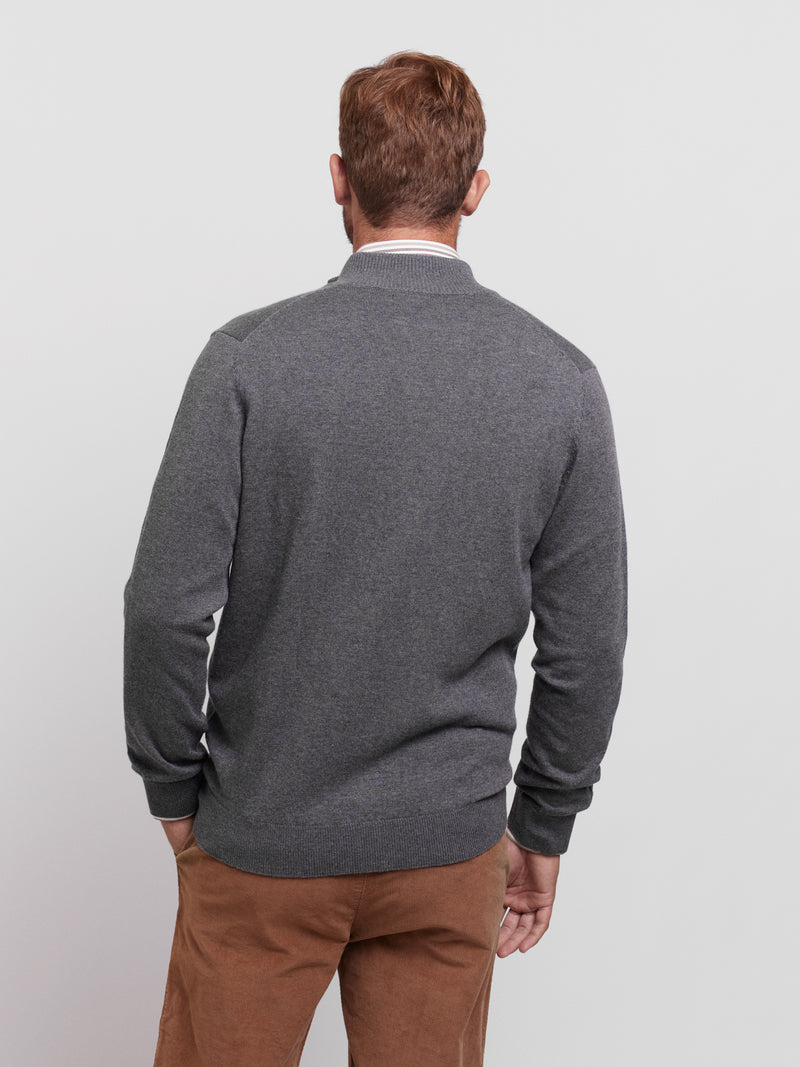 Cotton and Merino Wool Sweater with Zip
