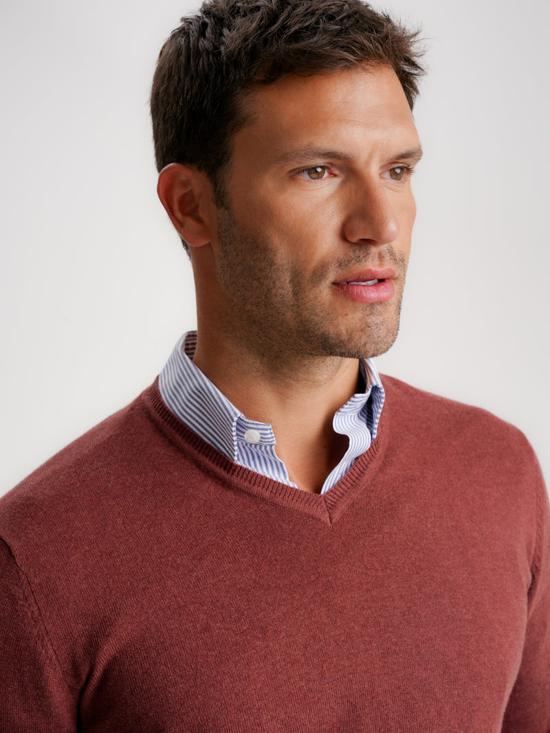 Burgundy Slim Merino Wool Pullover