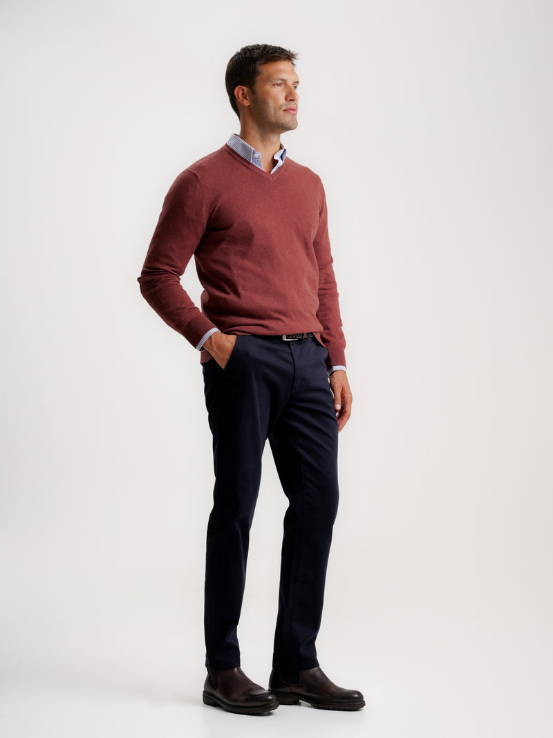 Burgundy Slim Merino Wool Pullover