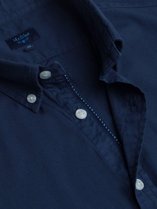Camisa algodão azul escuro com logo bordado