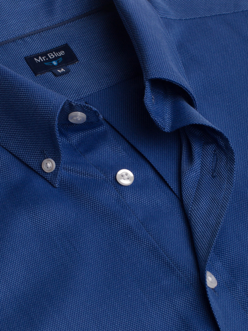 Camisa algodão azul escuro com logo bordado