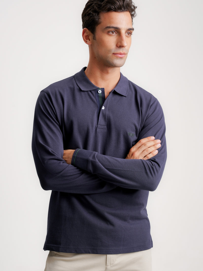 Polo Regular Fit Piquet Azul