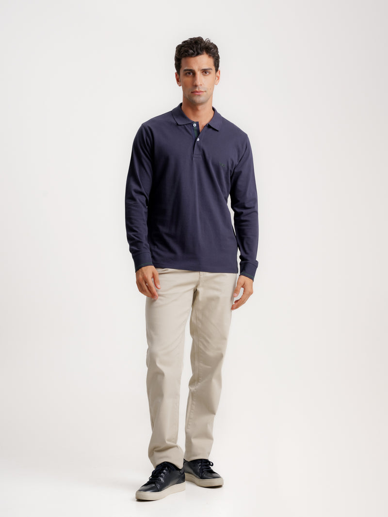 Polo Regular Fit Piquet Azul