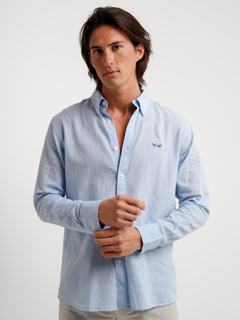 Regular shirt fit linen blue