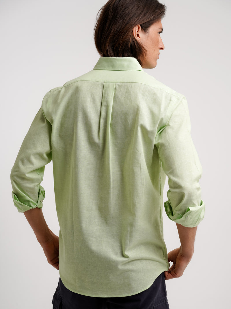 Camisa Regular Fit Linho Verde