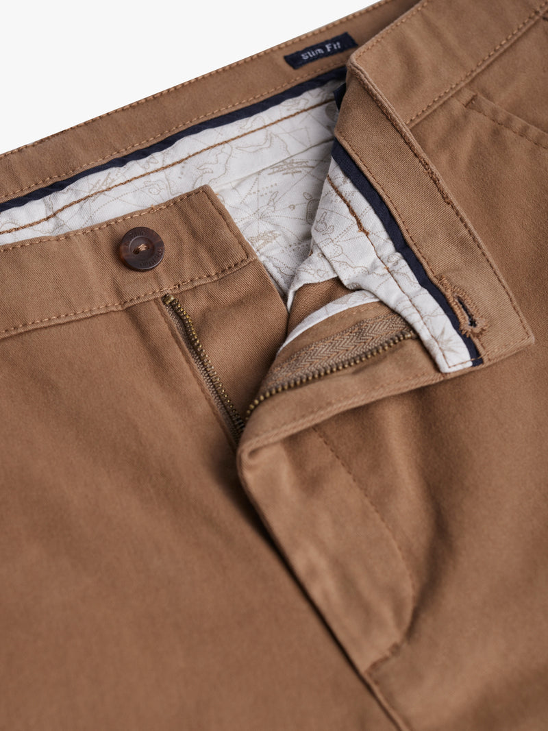 Slim Fit Twill Camel Chinos