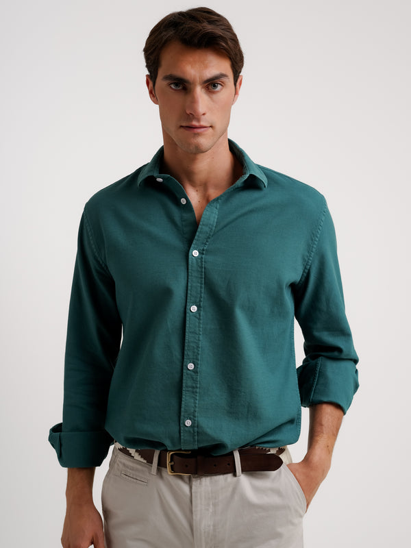 Camisa Regular Fit Estruturada Verde