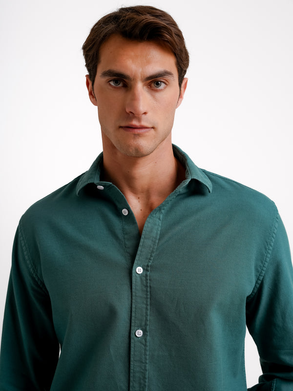 Camisa Regular Fit Estruturada Verde