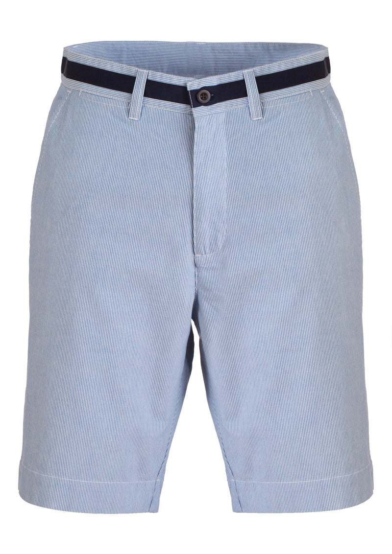 Pantalones cortos Oxford con finas rayas azules y blancas