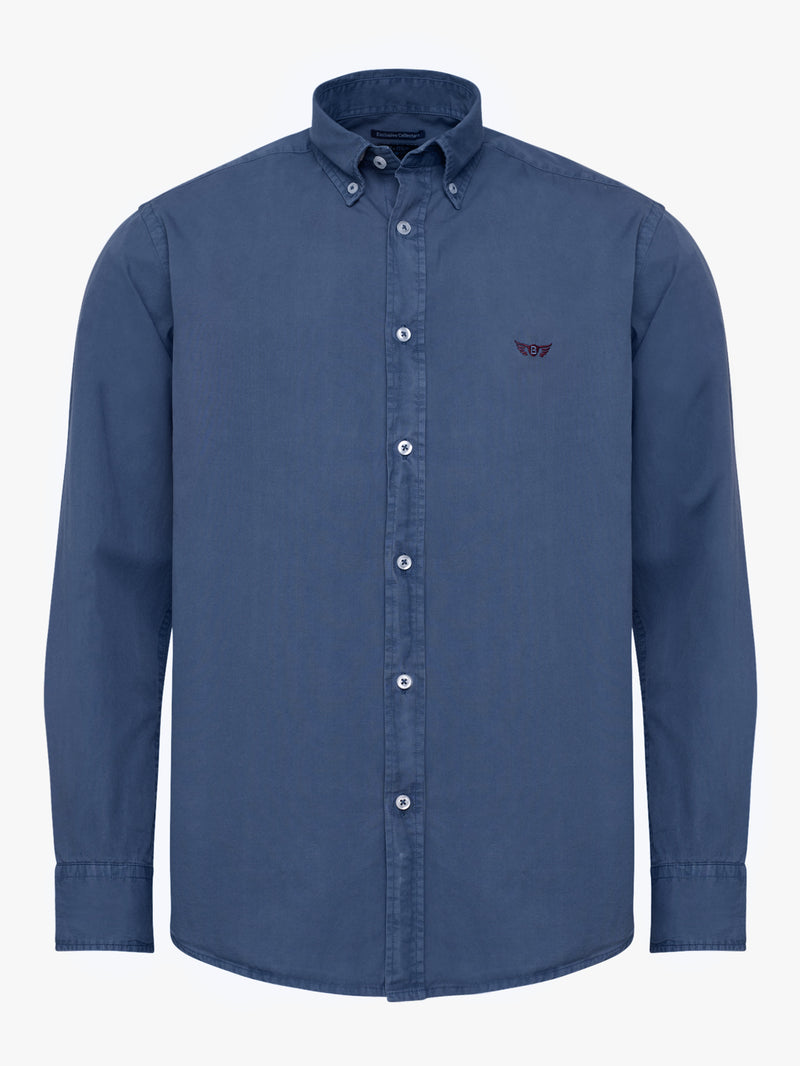 Chemise coupe classique en popeline bleue