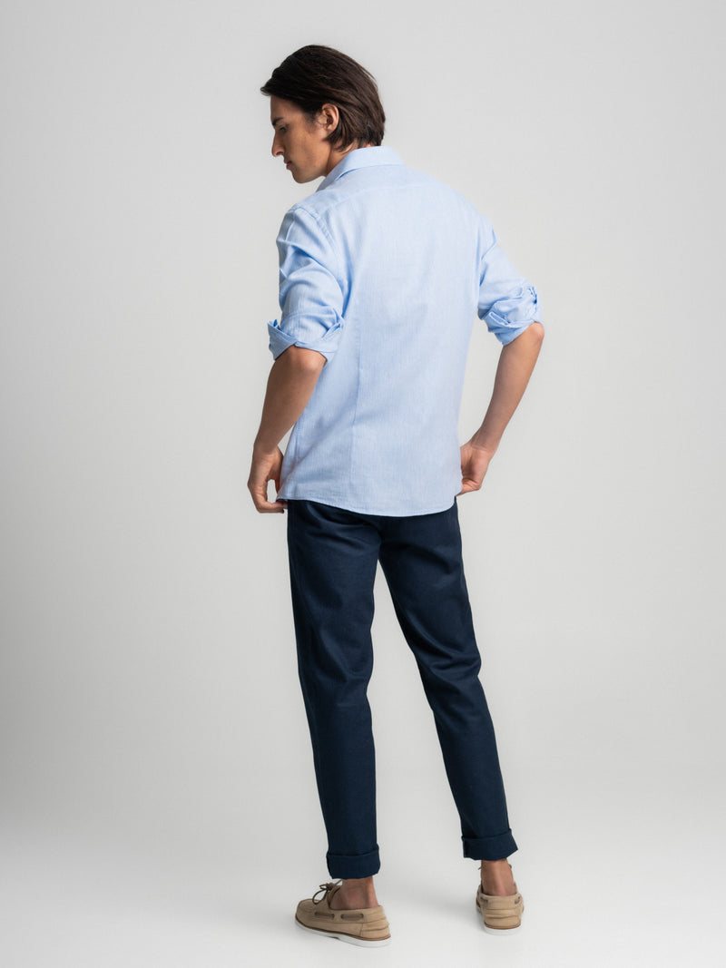 Blue Linen Slim Fit Shirt