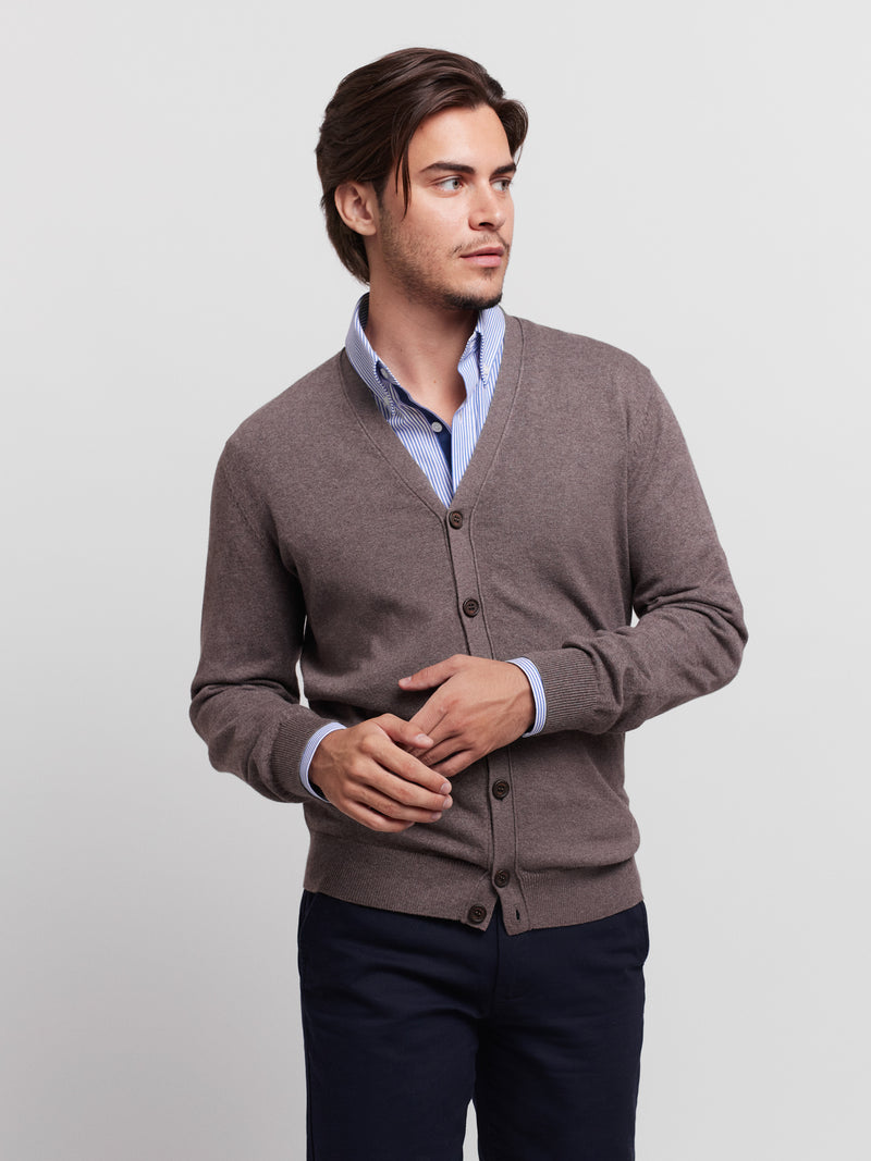 Cotton and Cashmere Jacket with Buttons