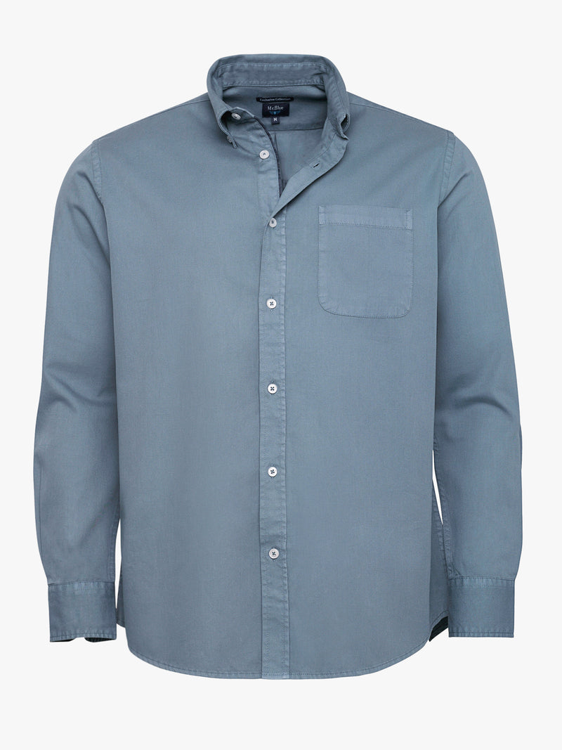 Camisa Regular Fit Estruturada Azul