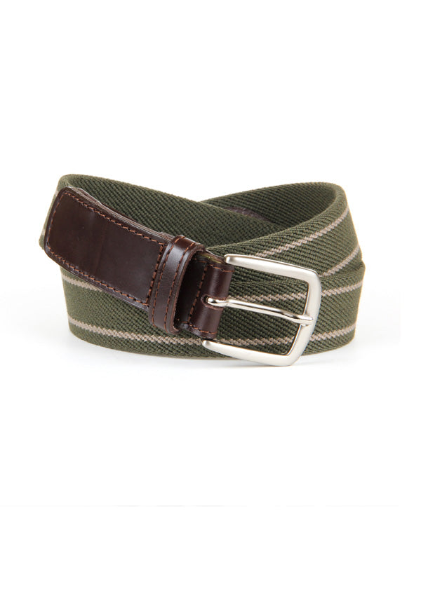 Cinturones elásticos verde oscuro y beige
