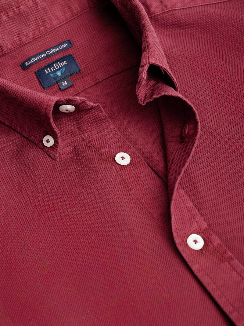 Camisa Regular Fit Estruturada Bordeaux