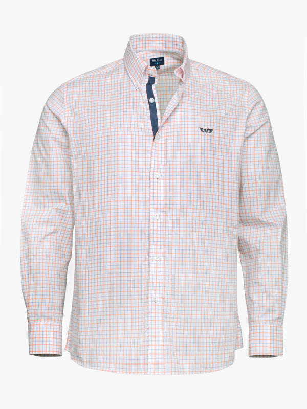 Chemise en coton Oxford à carreaux blancs et rouges avec logo et détails brodés