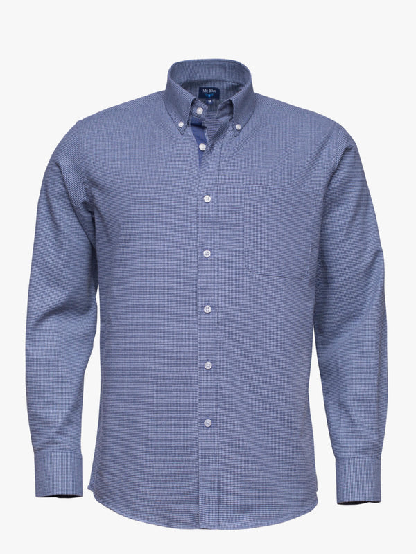 Camisa de Flanela azul escuro com bolso e detalhes