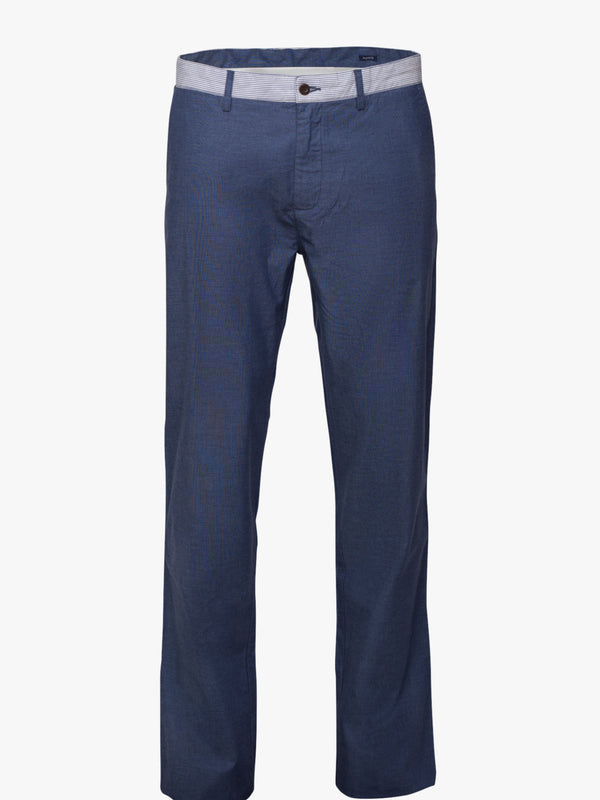 Chino Oxford en denim bleu uni