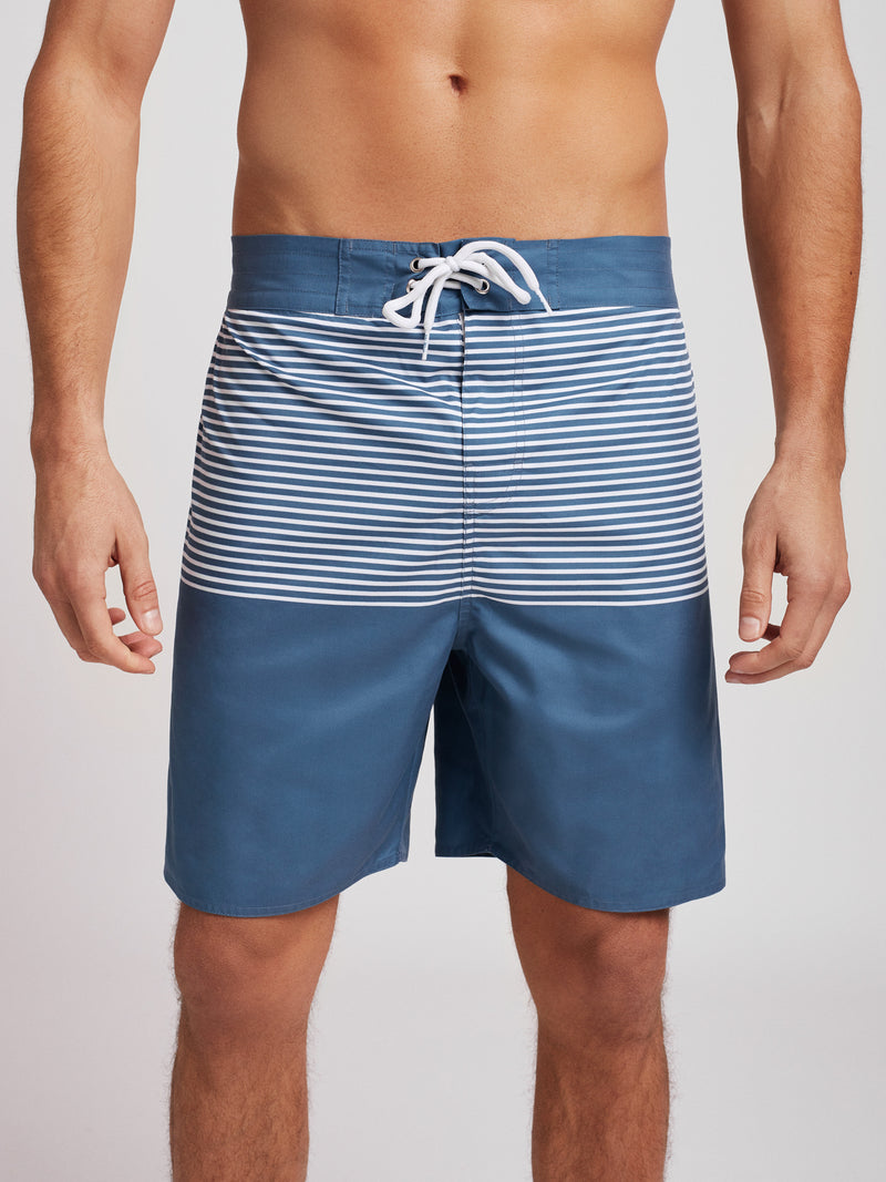 Blue striped surfer shorts