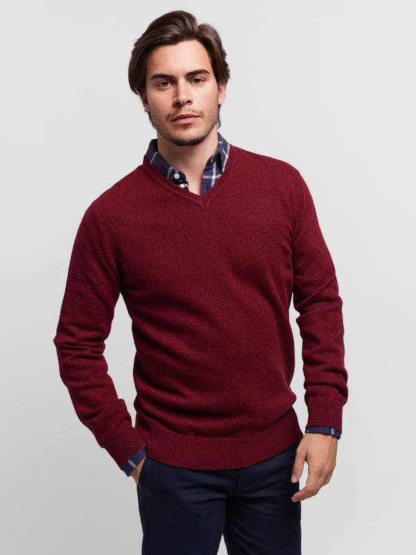 Pullover Regular Fit Bordeaux Manga Larga