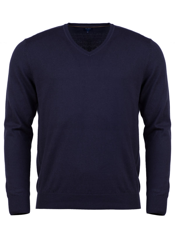 V-neck cotton and cashmere pullover with elbow pads