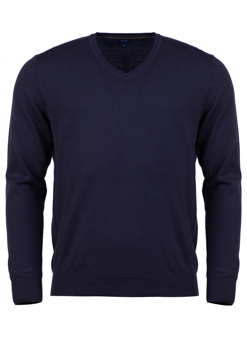 V-neck cotton and cashmere pullover with elbow pads