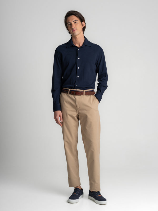 Blue Piquet Slim Fit Shirt