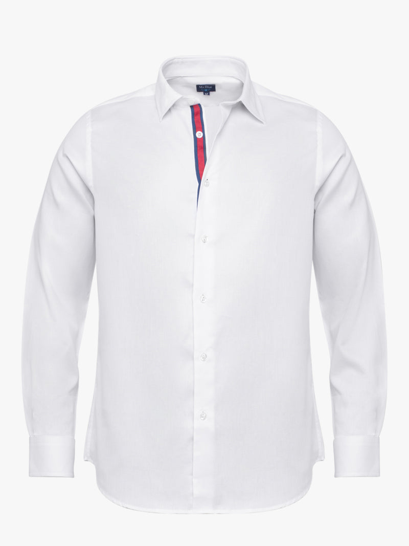 Camisa algodão branco Slim Fit com detalhes