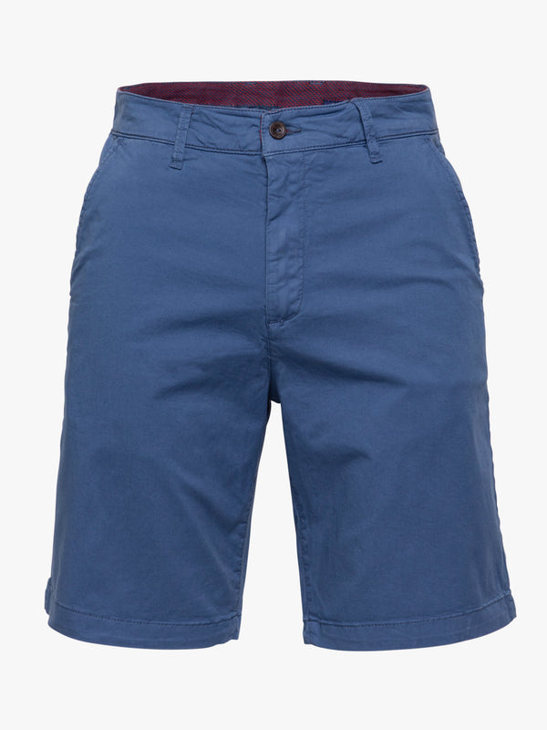 Bermuda en denim bleu uni teint en pièce sergé