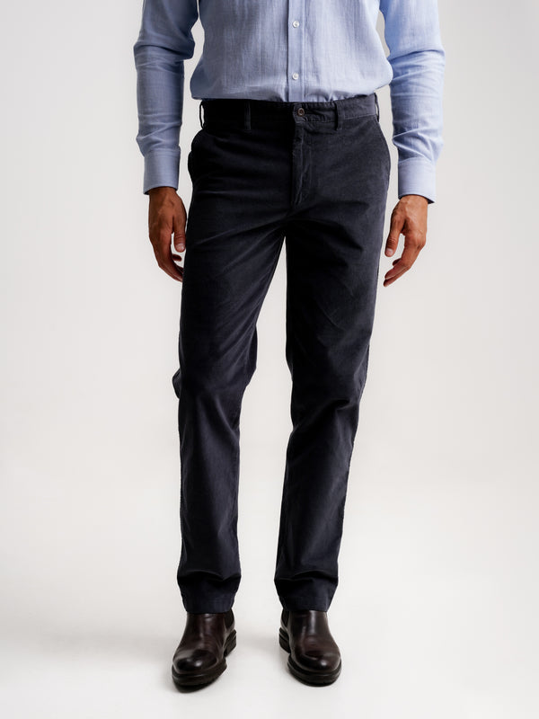 Pantalon bleu coupe classique Bombazine