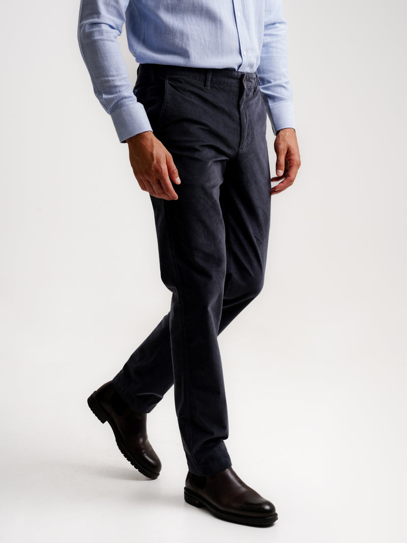 Pantalon bleu coupe classique Bombazine