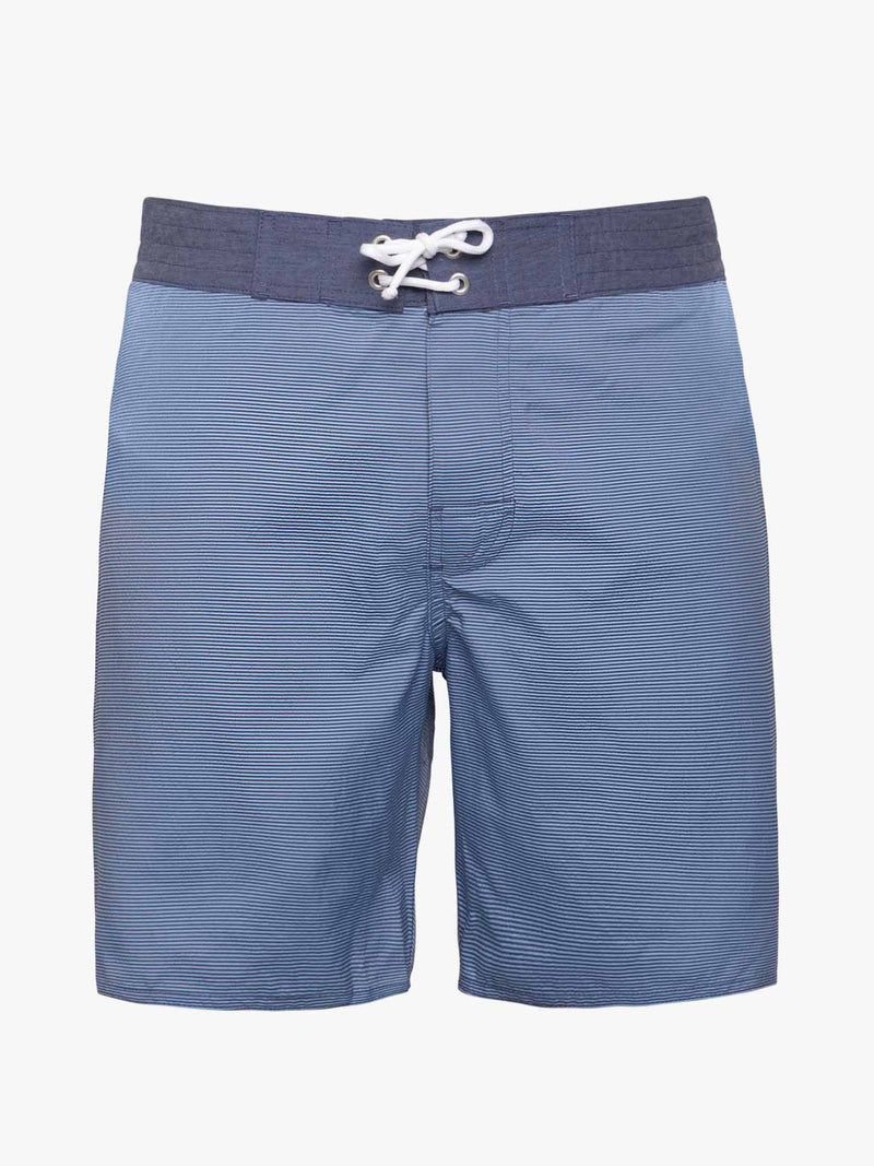 Surfer style swim shorts with thin stripes