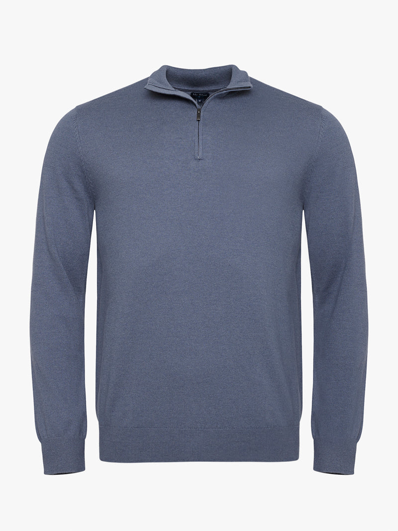 Blue Slim Merino Wool Pullover