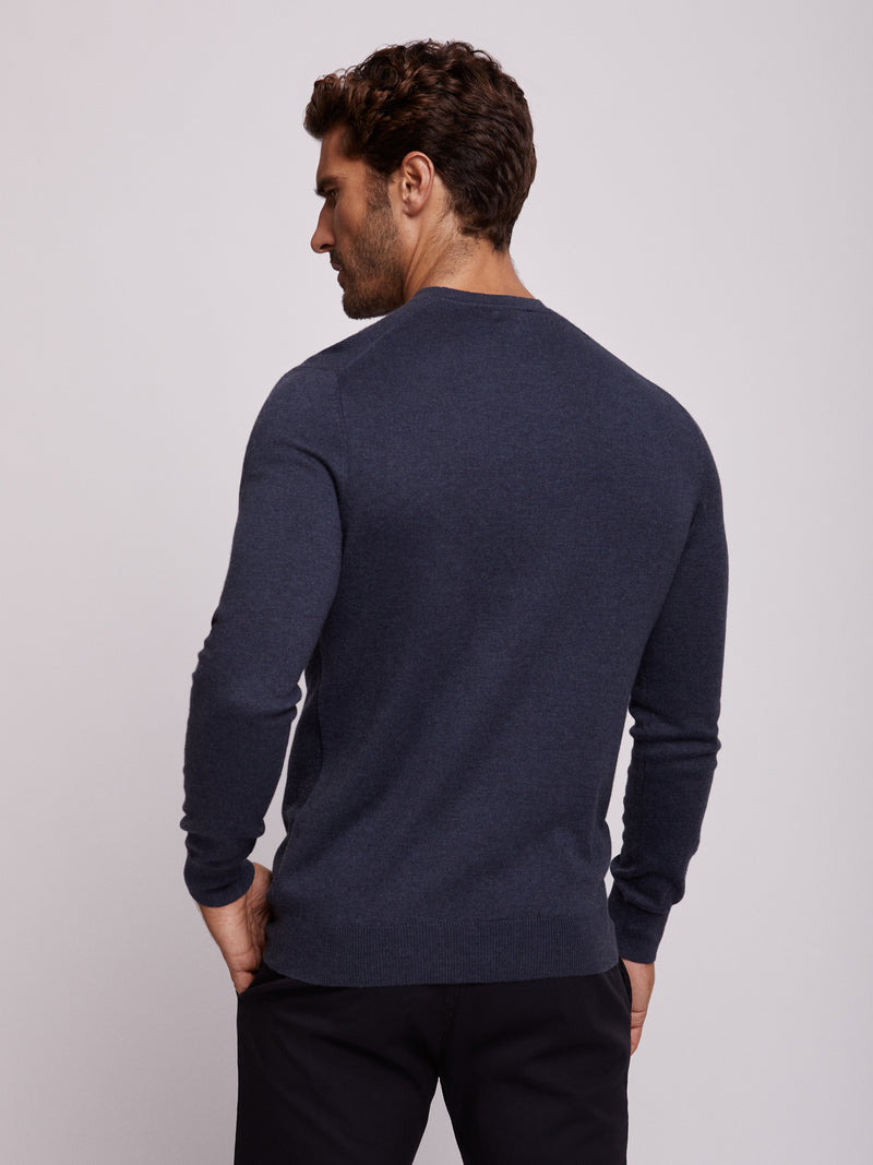 Merino Wool and Cotton Sweater with Round Neckline