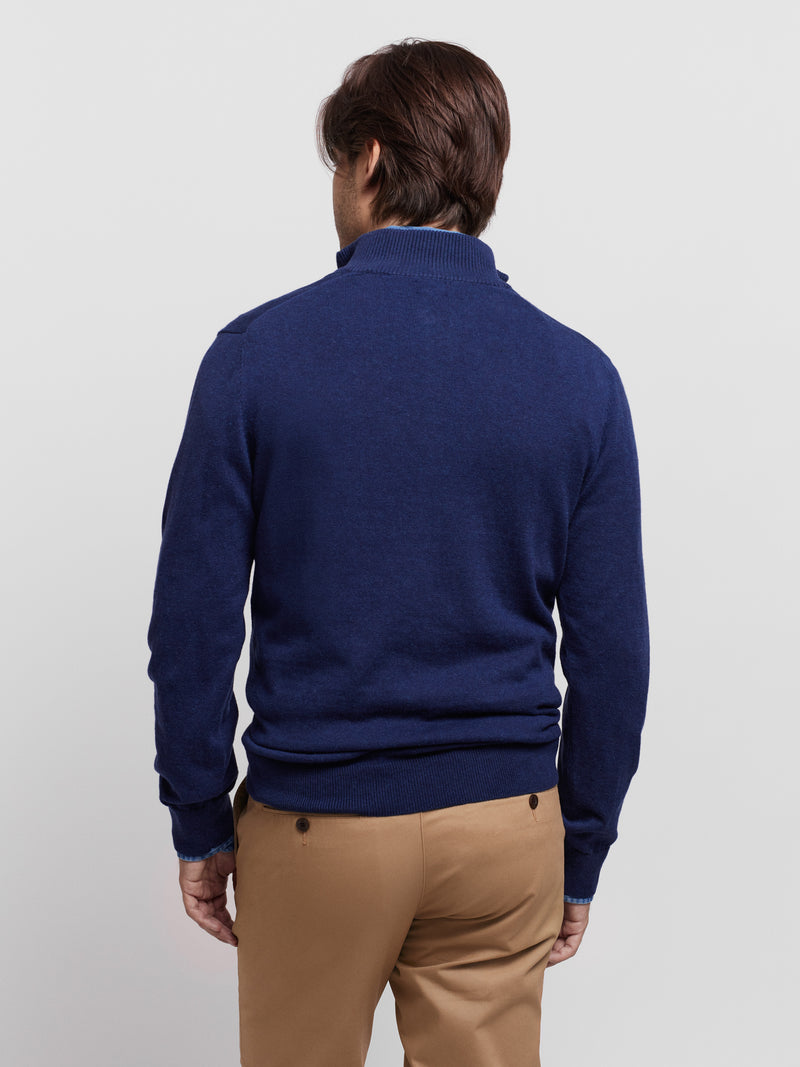 Cotton and Merino Wool Sweater with Zip