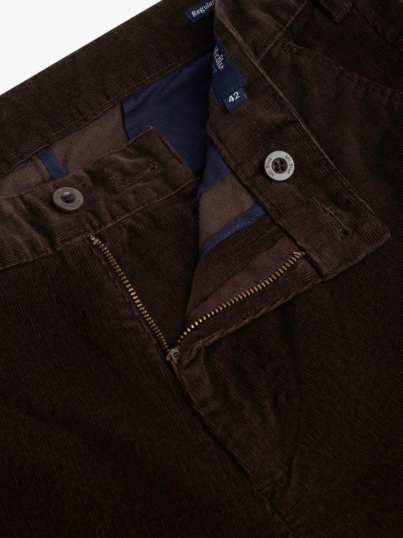 Regular Fit Brown Bombazine Trousers