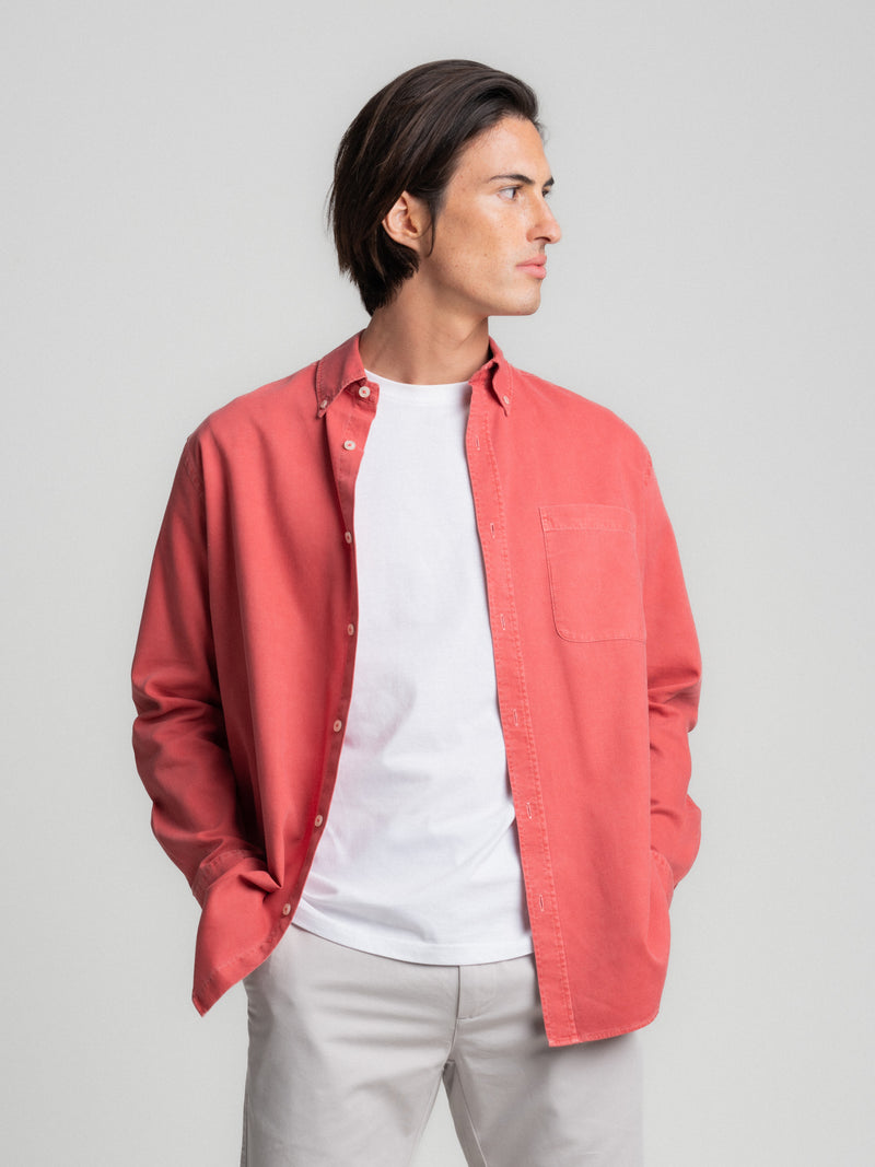 Pink Structured Regular Fit Shirt