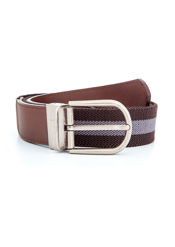 Brown and light blue thick stripes belt