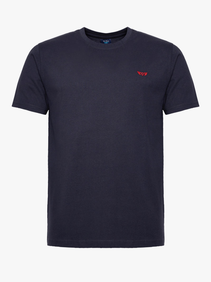 navy blue 100% cotton T-shirt with logo