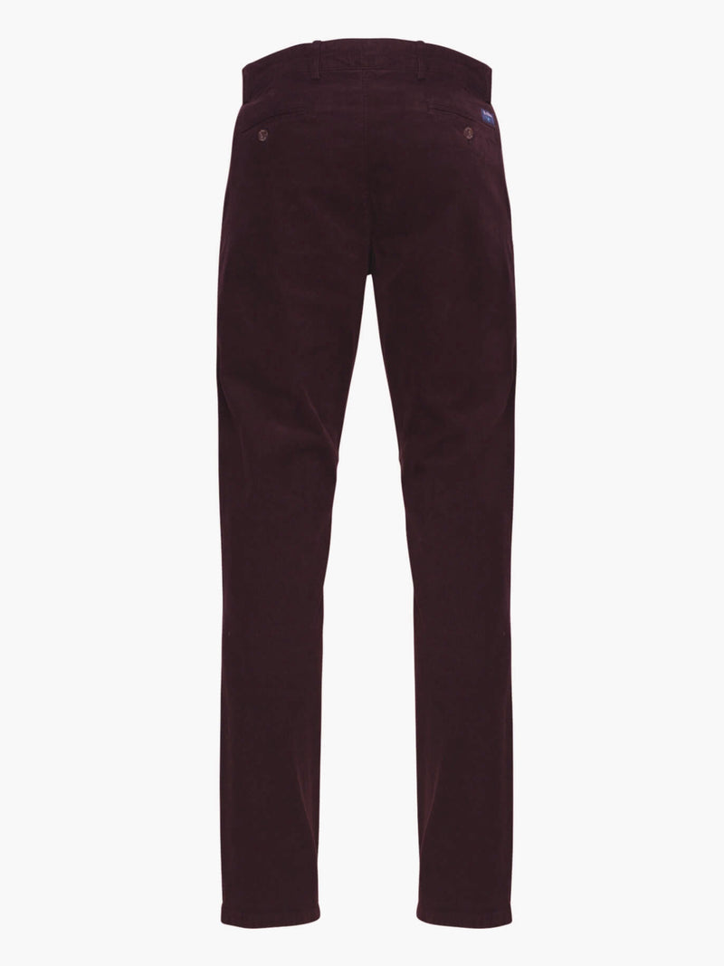 Regular fit pants in burgundy corduroy