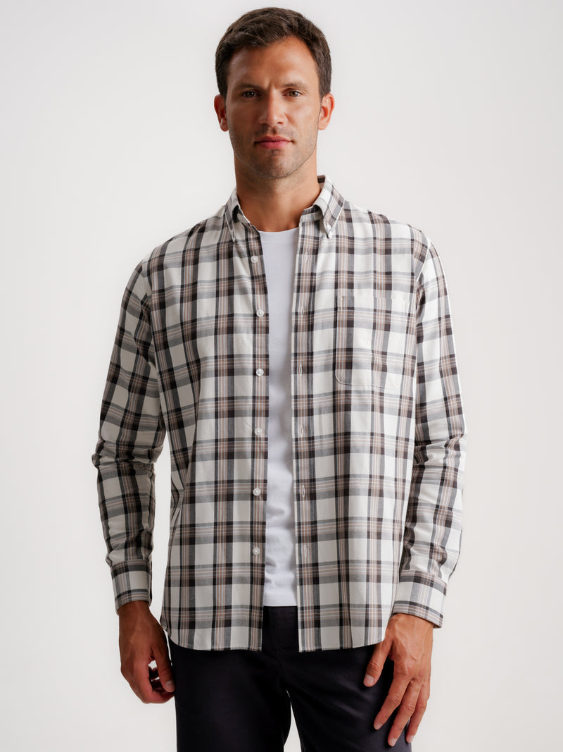 Camisa Regular Fit Flanela Bege